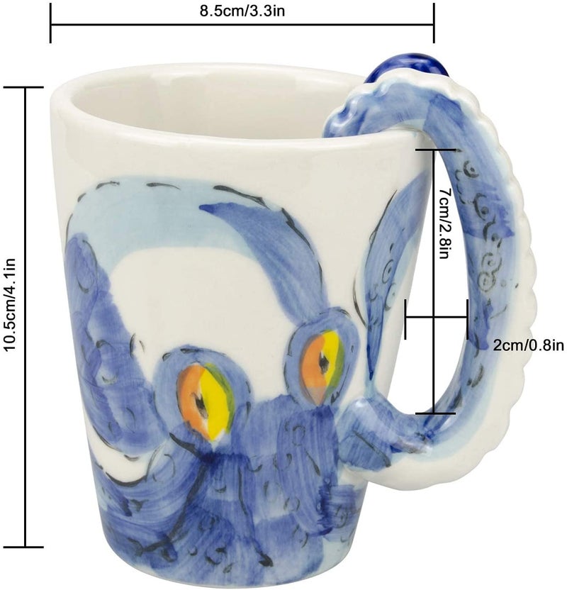 Homee Handmade Creative Art Coffee Mug Ceramic Milk Cups Ocean Style (Octopus) - Image 2